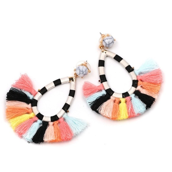 Colorful Fringe Tassel Earrings W/ Stripes OR Striped Tassel Earrings NWT - Picture 3 of 8